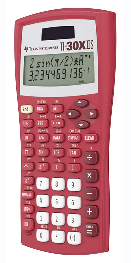 TI-30XIIS Scientific Calculator by Texas Instruments – 1 Pack, Plastic, Red, Model 30XIIS/TBL/1L1/BT