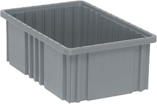 QUANTUM STORAGE SYSTEMS DG92060GY Dividable Grid Storage Container, Heavy-Duty Stackable Plastic Parts Bin for Warehouse, Assembly & Industrial Organization, 16-1/2" x 10-7/8" x 6", Gray, 8-Pack