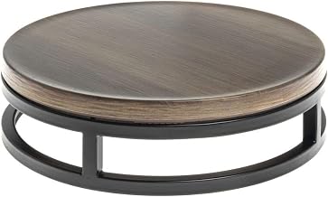 HUBERT Black Display Riser with Acacia Top - 11 1/5" Dia x 3 1/5" H