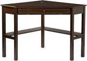 Birch Veneer Corner Computer Desk with Slide-Out Keyboard Tray and Fixed Shelves, Writing Desk for Small Space Home Office Use