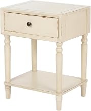 Starlight Canyon Home Distressed Vanilla Nightstand with Storage Drawer, Wooden Frame, Poplar Wood, Includes 1 Drawer and 1 Shelf, Stylish Compact Design