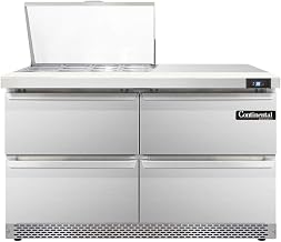 SW48-12M-FB-D Mighty Top Sandwich Unit, 48" W, With 12 Pan Top Openings, Front Breathing & Four Drawers