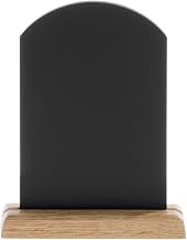 HUBERT Write On Sign with Wooden Base - 4" L x 6" H