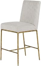Starlight Canyon Home Fabric-Upholstered Bar Stool with Brass-Plated Steel Legs, Linen Counter Chair for Kitchen Island or Home Bar