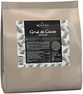 VALRHONA Grue De Cacao Cocoa Nibs. Roasted Cocoa Beans Add Crunchy Texture and Visual Appeal. Sprinkle Over Desserts Or Fold Into Cookies or Ice Cream. Strong Chocolate Flavor. 1kg (1 Bag) | Roasted Cocoa Beans, Crunchy Texture, Strong Chocolate Flavor, Visual Appeal