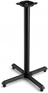 Cast Iron Bar Height Table Base, Black, 30 x 30 Inch, 3 Inch Column, Self-Leveling Feet, Cross Style Base with Flat Tech Equalizer Levelers