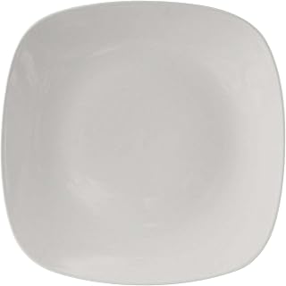 Tuxton China BWH-110C Plate, 11-1/8", Square, Rolled Edge, Microwave and Dishwasher Safe, Oven Proof, Fully Vitrified, Ceramic, DuraTux, White, Pack of 12