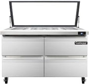 SW48-18M-HGL-D Mighty Top Sandwich Unit, 48" W, With 18 Pan Top Openings, Hinged Glass Lid & Four Drawers
