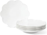 Lenox Studio 1414 Scallop Dinner Plates Set For 6 | Ceramic Plates | Bone China | Microwave Safe | Dishwasher Safe | White | Plate Set | Dinnerware Sets | Dishes | Dish Set