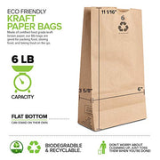 Stock Your Home 500 / 6"W x 3 5/8"G 11 1/16"H / Brown Food Storage Bags