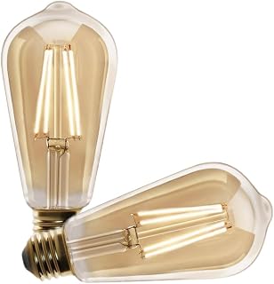Feit Electric FEIT ST19 E26 Medium Filament LED Bulb Warm Amber 60 WATT Equivalence, 2PK