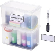 Bostitch Konnect Storage Containers with Lids, Office Organizer, Clear Plastic Box, Desk and Home Organizer, Labels, 4 Qt, 2 Pack