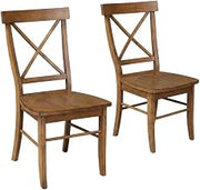 Furnifact Solid Hardwood Dining Chair with X-Back and Contoured Seat, Set of Two Kitchen Table Chairs for Dining Room