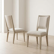 Wood Farmhouse Dining Side Chairs with Cushioned Seat by Furnifact – Wood, White, Pack of 2