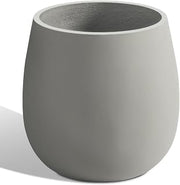Heyzier Oval Concrete Planters for Outdoor Plants, Large Tall Cement Flower Pots Indoor for Garden, Front Porch, Patio (Gray)
