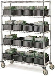 METRO Super Erecta® Stem Caster Cart with 4 Brite Wire Shelves and Casters, 18" x 36" x 68"