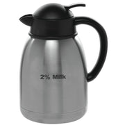 Coffee Cream Carafe with 2% Milk Imprint by HUBERT – 50.7 Ounces, 1.5 liters, Stainless Steel, Silver, Model 66242
