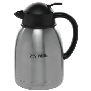 Coffee Cream Carafe with 2% Milk Imprint by HUBERT – 50.7 Ounces, 1.5 liters, Stainless Steel, Silver, Model 66242