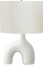 Monarch Specialties I 9665 Lighting, 25" H, Table Lamp, White Ceramic, Ivory/Cream Shade, Contemporary, Modern