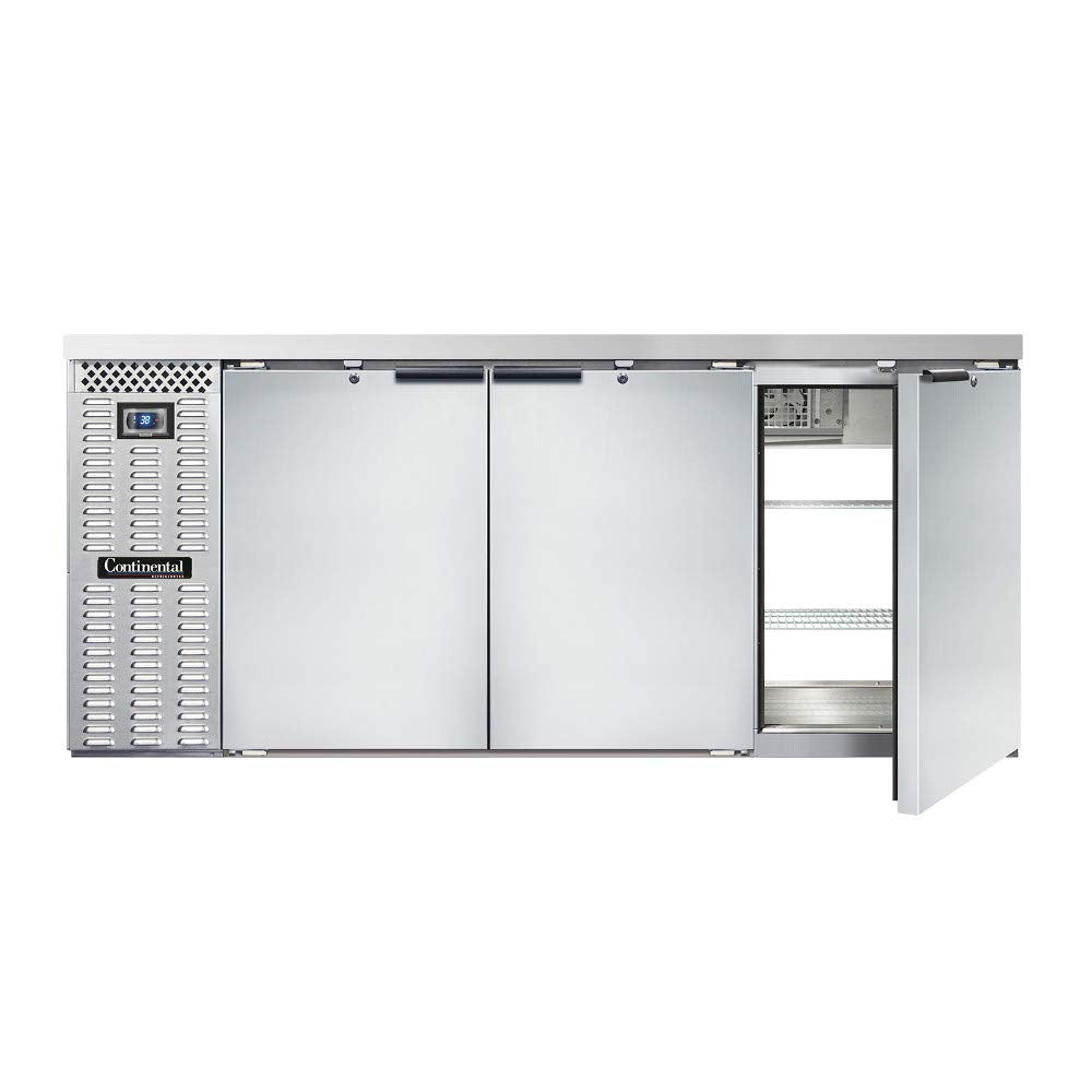 BBC79S-SS-PT Three Section Refrigerated Pass-Thru Back Bar Cooler by Continental Refrigerator – Commercial Grade