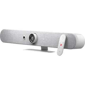 Rally Bar Mini All-in-One Video Bar for Small to Medium Rooms by Logitech – 3.6" x 28.3" x 4", White, Model 960-001348