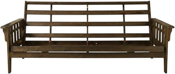Kodiak Furniture Tucson Solid Wood Futon Frame, Queen Sofa Bed Frame with Finish for Living Room and Bedroom, Rustic Walnut