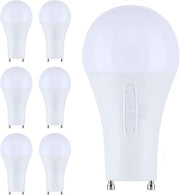Satco S12148 15.5 Watt A19 LED Lamp GU24 Bi Pin Base 5CCT Selectable 2700K-5000K 1600 Lumens 120 Volt Dimmable T24 Compliant Enclosed Rated 90 CRI Frost Finish Indoor Light Bulb Indoor Bulb (6 Pack)