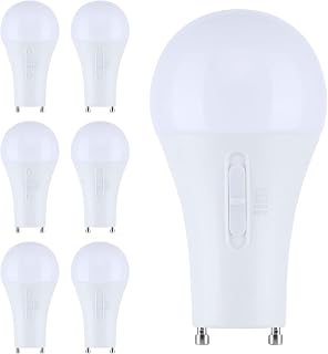 Satco S12148 15.5 Watt A19 LED Lamp GU24 Bi Pin Base 5CCT Selectable 2700K-5000K 1600 Lumens 120 Volt Dimmable T24 Compliant Enclosed Rated 90 CRI Frost Finish Indoor Light Bulb Indoor Bulb (6 Pack)