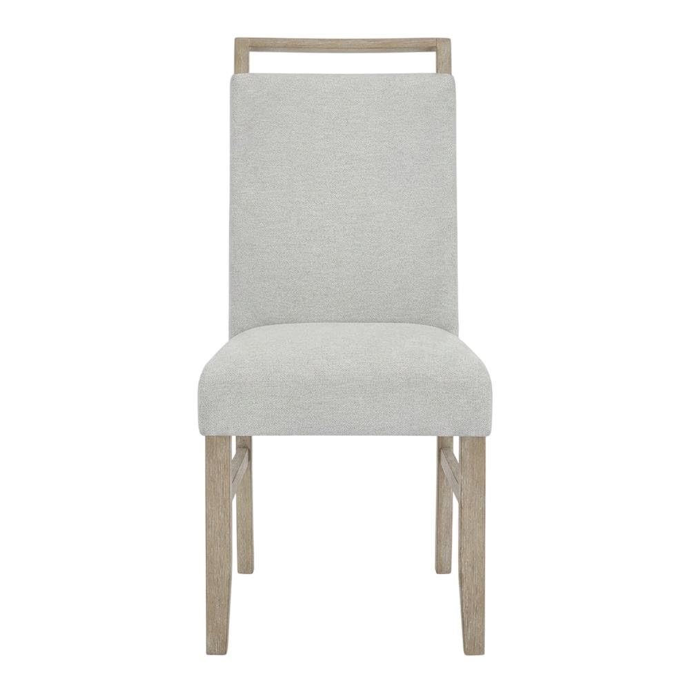 Fabric-Upholstered Dining Chairs with Rubberwood Legs by Furnifact – Rubber, Light Gray, Pack of 2