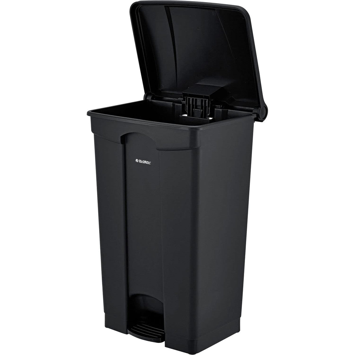 Indoor Rectangular Step On Trash Can with Flat Lid by Global Industrial – 23 gallon, 23.0 gallons, Plastic, Black, Model EK61318-87L
