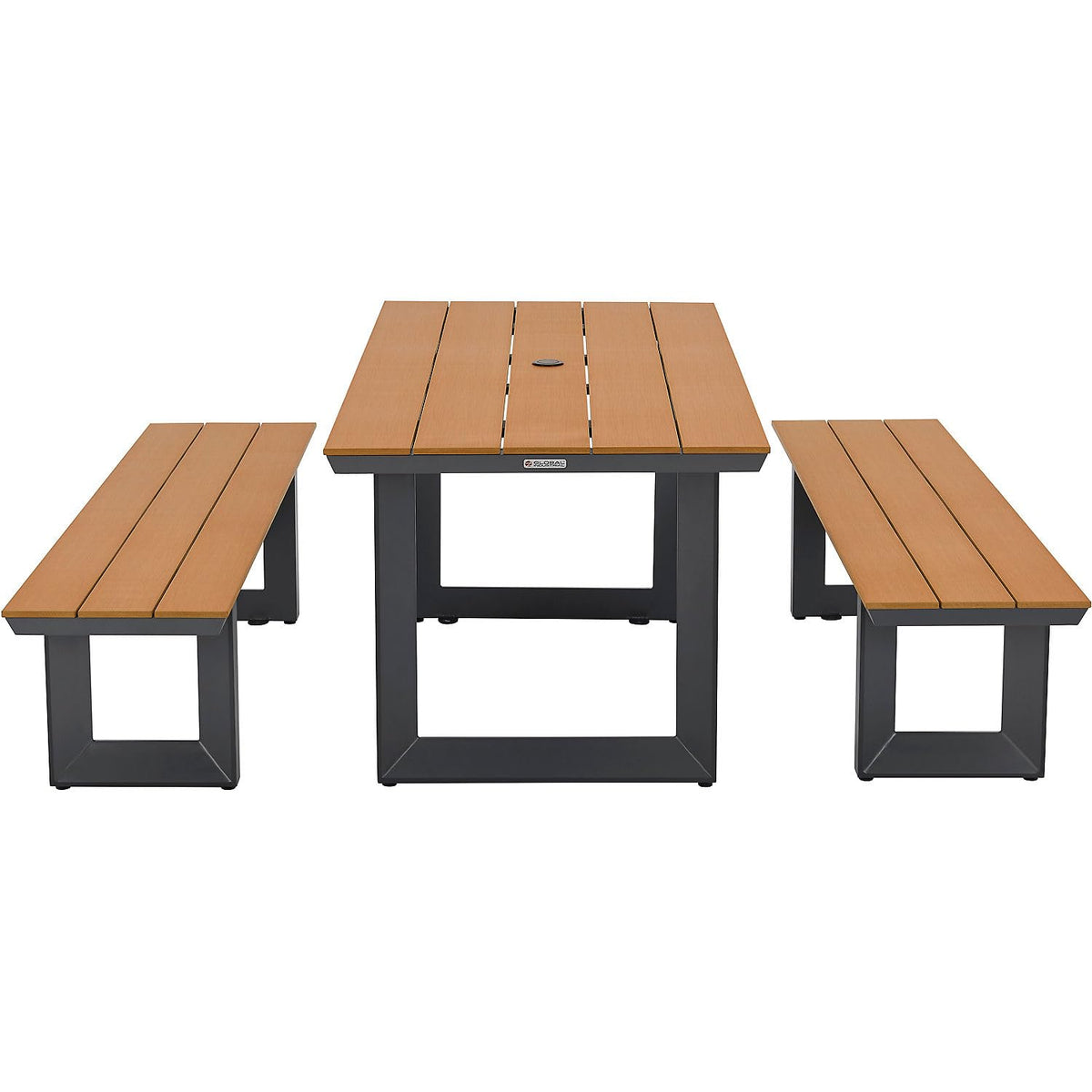 Urban 6' Plastic Rectangular Picnic Table & Bench Set by Global Industrial – Aluminum, Tan, Model OTZY-18B