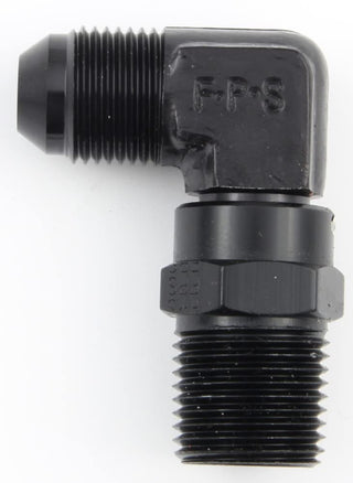 8AN x 1/2 NPT 90 Degree Swivel - Black by Fragola – Stainless Steel, Black, Model 499188-BL