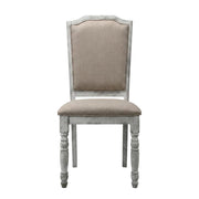 Upholstered Wood Dining Chairs Set of 2 with Turned Legs by Furnifact – Wood, Beige, Pack of 2