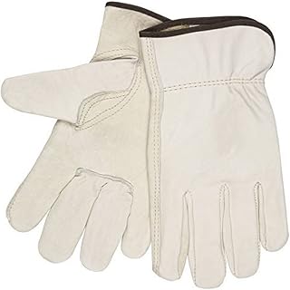 MCR Safety 3211L Cow Grain Leather Glove with Straight Thumb, Large, White (Pack of 12)