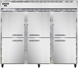 3RE-PT-HD Extra-Wide Three Section Pass-Thru Refrigerator, 85-1/2"W, Half-Height Doors