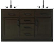 Alden 54" Double Bathroom Vanity in Mocha Brown
