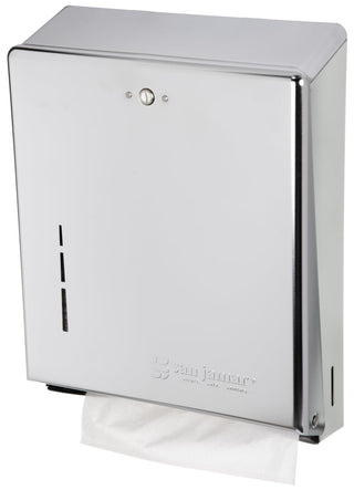 San Jamar C-Fold/Multifold Commercial Towel Dispenser by Carlisle FoodService Products – 14.8" x 11.4" x 4", Stainless Steel, Chrome, Model T1900XC