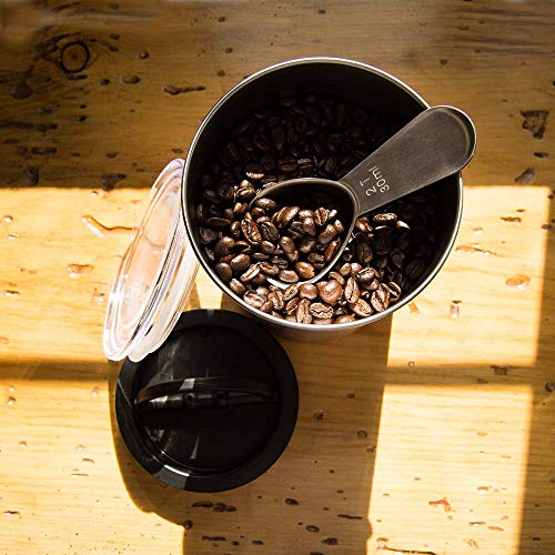 Airscape Stainless Steel Coffee Canister & Scoop Bundle - Food Storage by Planetary Design – Medium, 1 pounds, Stainless Steel, Matte Blue, Pack of 2