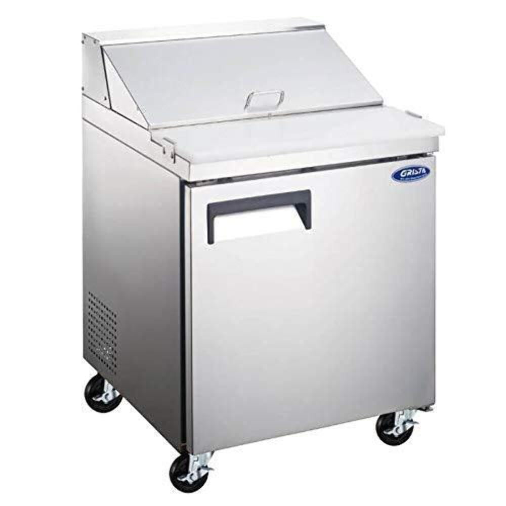 Grista Single-Door Refrigerated Salad/Sandwich Prep Table by Adcraft – 6.0 cubic_feet, Silver, Model GRSL-1D
