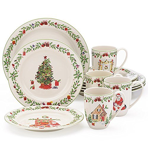 Holiday Illustrations 12 Pc Dinnerware Set by Lenox – Ceramic, Multicolor, Pack of 12, Model 844363