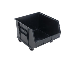 Quantum Plastic Storage Stacking Ultra Bin Mobile by QUANTUM STORAGE SYSTEMS – 16-1/2"W x 18"D x 14"H, 4158.0 cubic_inches, Plastic, Black, Model QUS275MOBBK