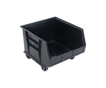 Quantum Plastic Storage Stacking Ultra Bin Mobile by QUANTUM STORAGE SYSTEMS – 16-1/2"W x 18"D x 14"H, 4158.0 cubic_inches, Plastic, Black, Model QUS275MOBBK