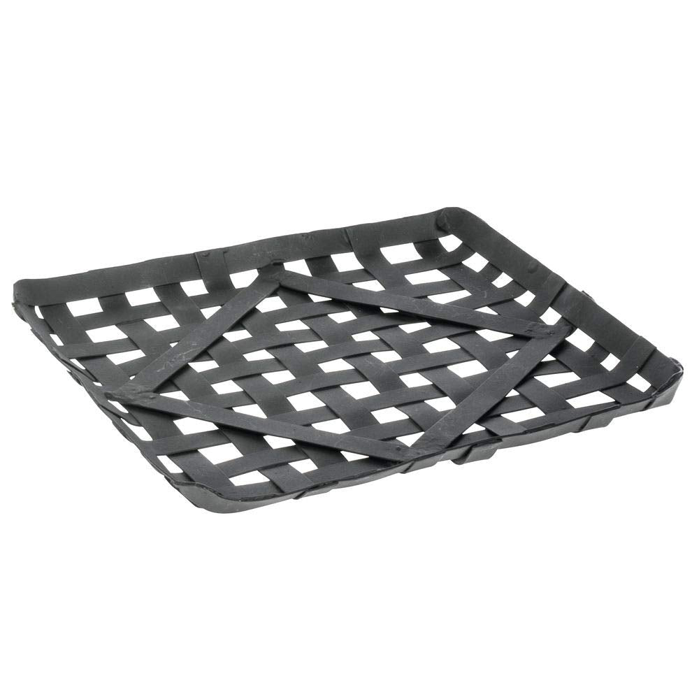 Black Metal Rectangular Decorative Display Basket - 8.5"L x 8.5"W x 0.5"H by HUBERT – Metal, Black, Model 40322
