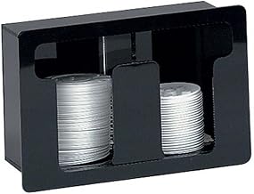 DISPENSE-RITE FML-2 Two-Section Built-in Countertop Lid Organizer, Adjustable Divider Fits 6 oz. to 44 oz. Lids, Durable Black Acrylic, 7-1/4" H x 11" W x 5-3/8" D
