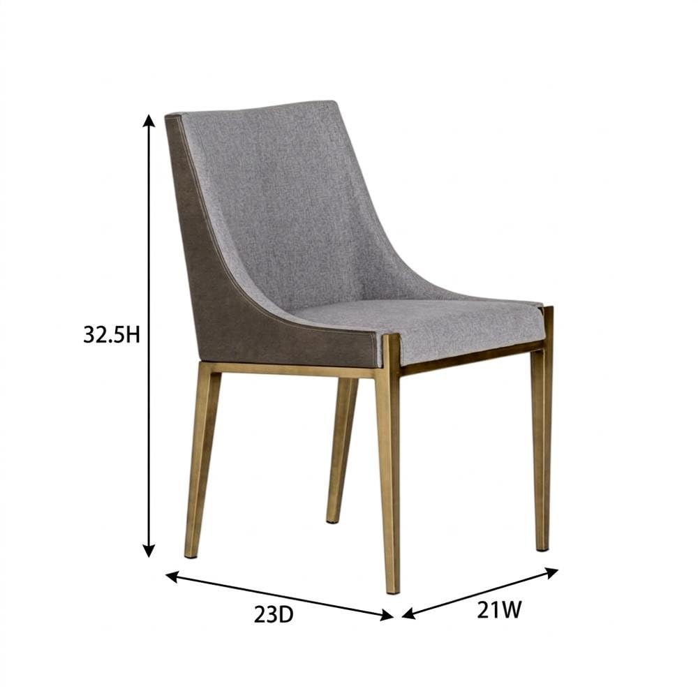 Grey and Brass Dining Chair by Starlight Canyon Home – Fabric, Metal, Grey