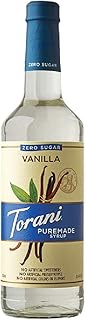 Torani Puremade Syrup, Zero Sugar Vanilla Flavor, Glass Bottle, Natural Flavors, 25.4 Fl. Oz, 750 ml