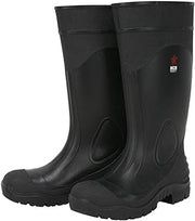 MCR Safety 16" PVC Black Boot, Plain Toe, Construction, 1 Pair, Size 9