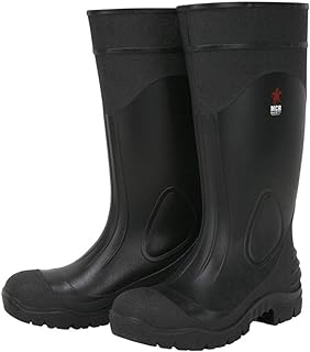 MCR Safety 16" PVC Black Boot, Plain Toe, Construction, 1 Pair, Size 9