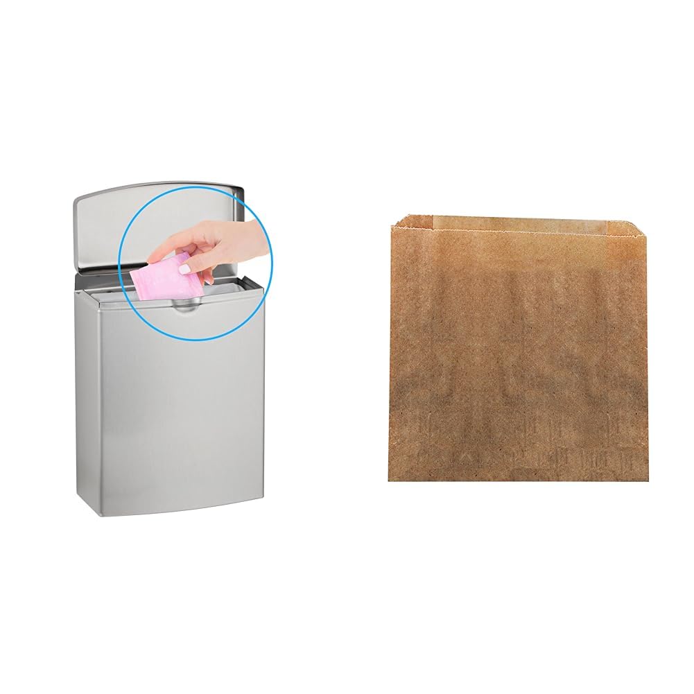 Bobrick Silver / 1 gallon / Flip Top + Kraft Liner Bag Categories