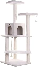 Pressed Wood Cat Tree with Fleece-Covered Perches and Sisal Posts, Multi-Level Cat Climber Condo for Indoor Cats and Kittens